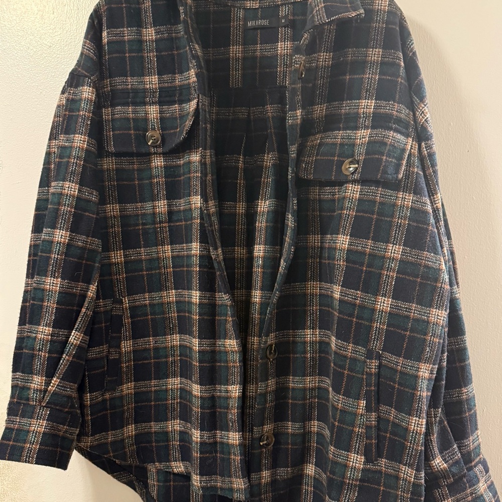 Mikarose Navy and Green Plaid Shirt